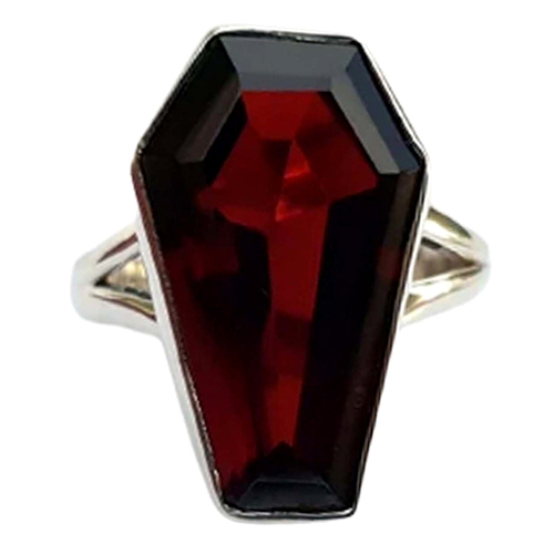 Garnet Coffin Gemstone 925 Sterling Silver Handmade Ring