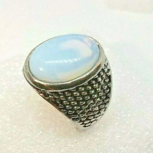 Opalite Oval Gemstone 925 Sterling Silver Men Signet Ring