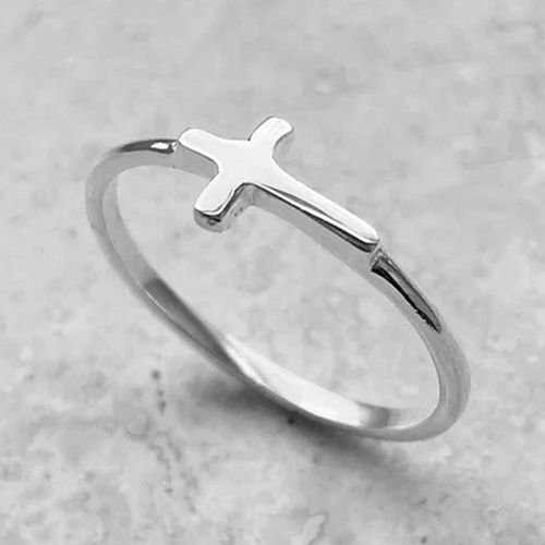925 Sterling Silver Tiny Cross Ring