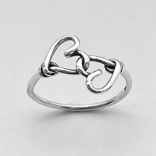 Handmade 925 Sterling Silver Double Heart Ring