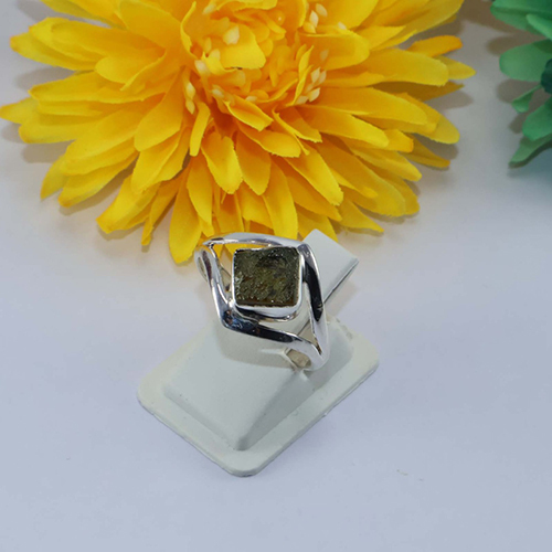 Moldavite Gemstone 925 Sterling Silver Ring