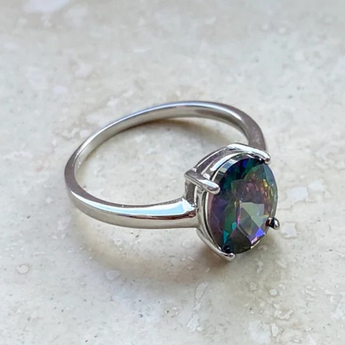 Mystic Topaz Gemstone 925 Sterling Silver Ring
