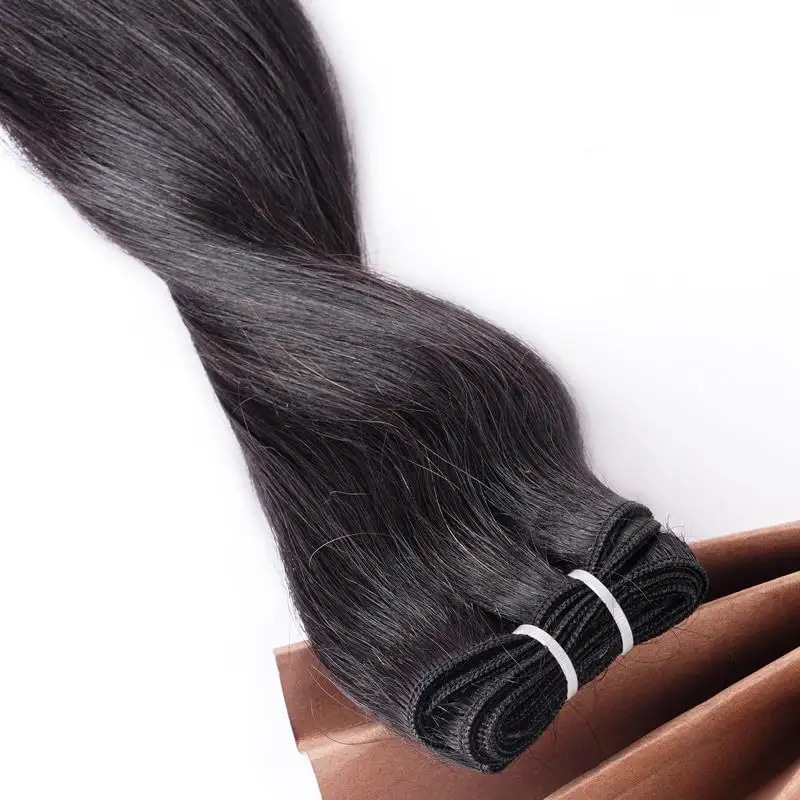 Straight Sew in Human Hair Extensions Real Human Hair Weft Extensions 26 Inch 100 Gram, Natural Black