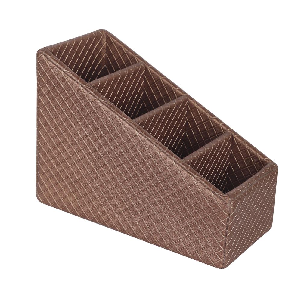 Brown Quilted PU Leather Remote Holder