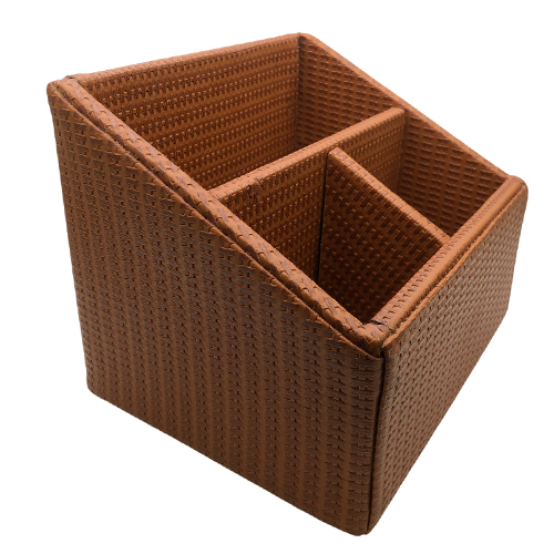 Tan Woven Texture PU Leather Remote Holder