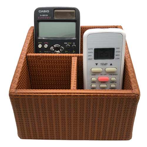 Tan Woven Texture PU Leather Remote Holder