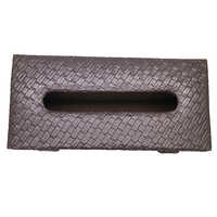 Brown Designer Leather Tissue Paper Box
