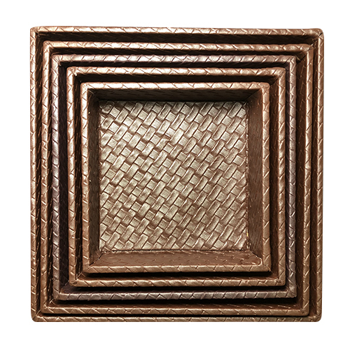 Bronze Woven Texture PU Leather Square Tray