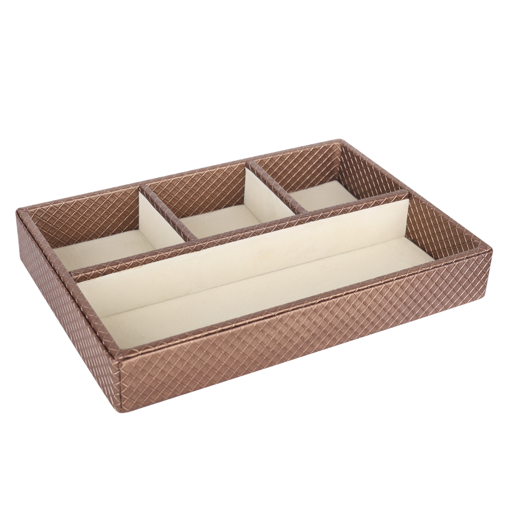 Bronze PU Leather Jewellery Organizer Tray
