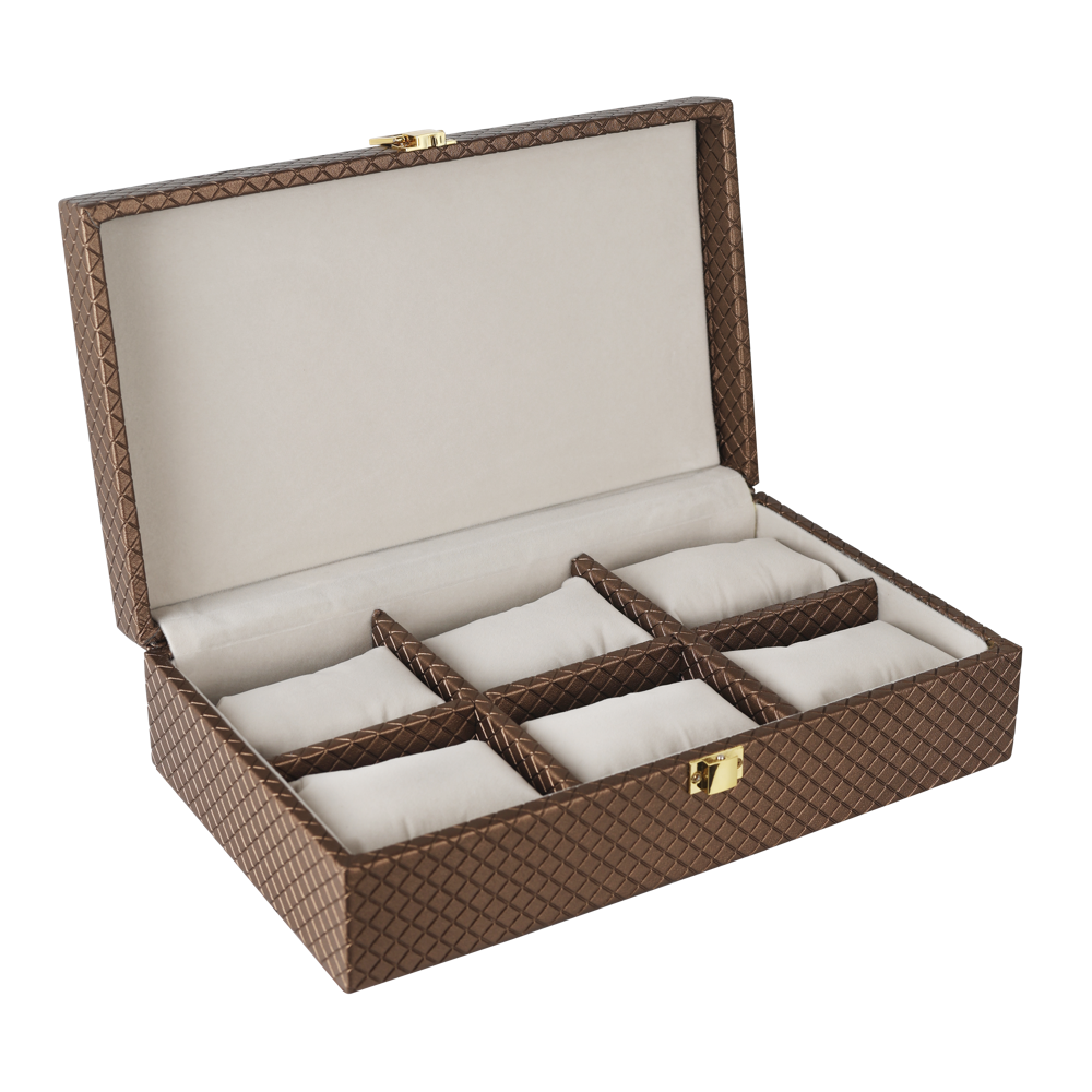 Bronze Woven Texture PU Leather Watch Box