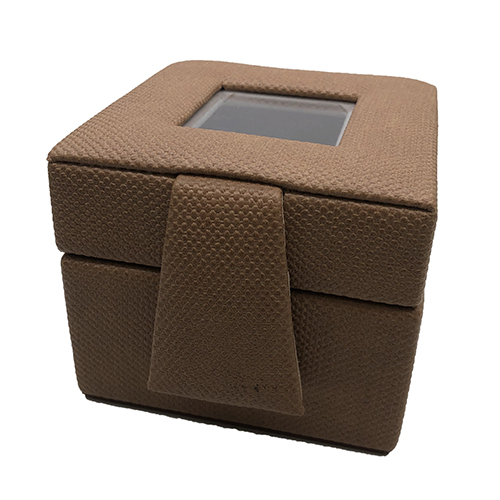 Tan Textured PU Leather Single Watch Box