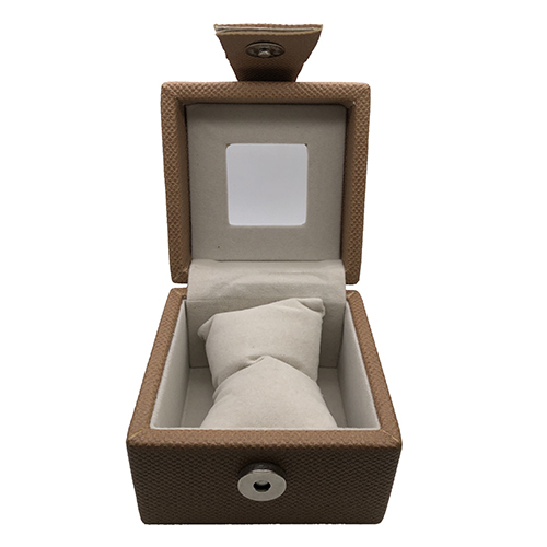 Tan Textured PU Leather Single Watch Box