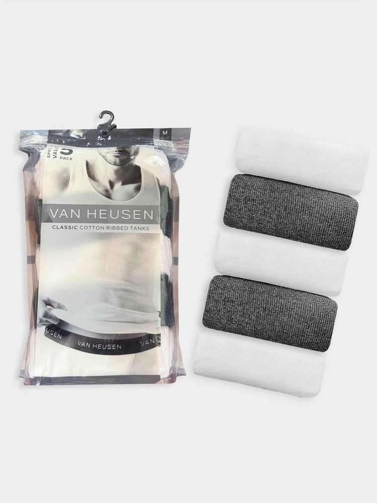 Mens 5 Pack Ribbed Tanks