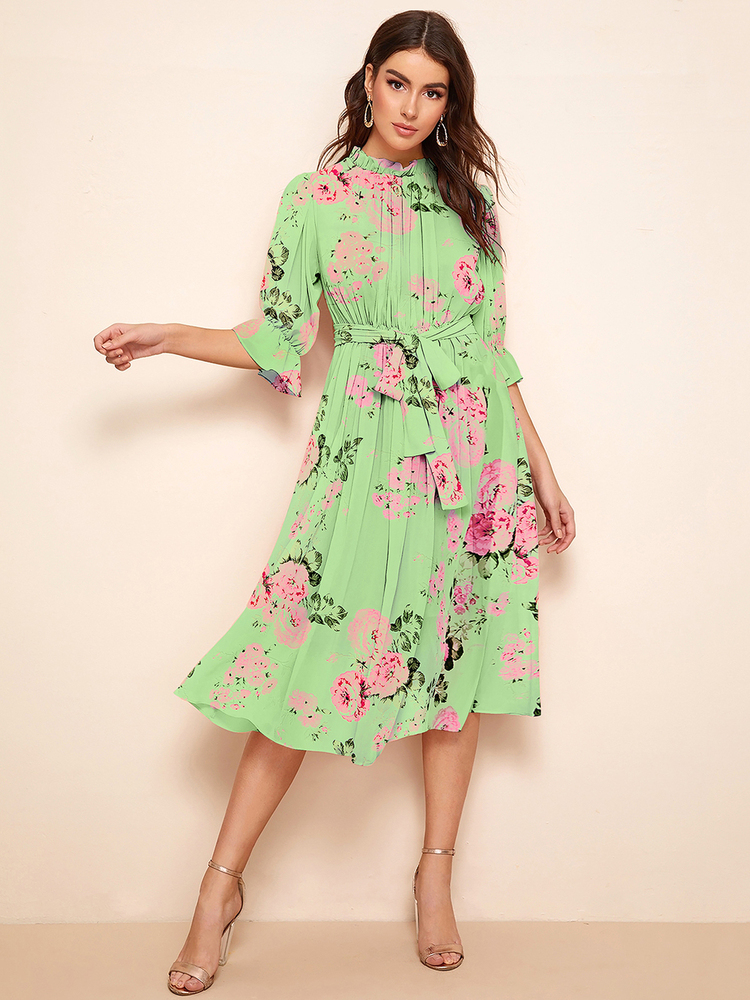 Ladies FlowerPrinted One-Piece Dress