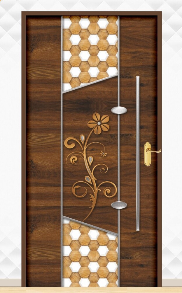 Door Skin Paper Print - Color: Brown With Black Accents