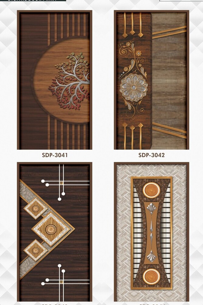 Door Skin Paper Print - Color: Brown With Black Accents