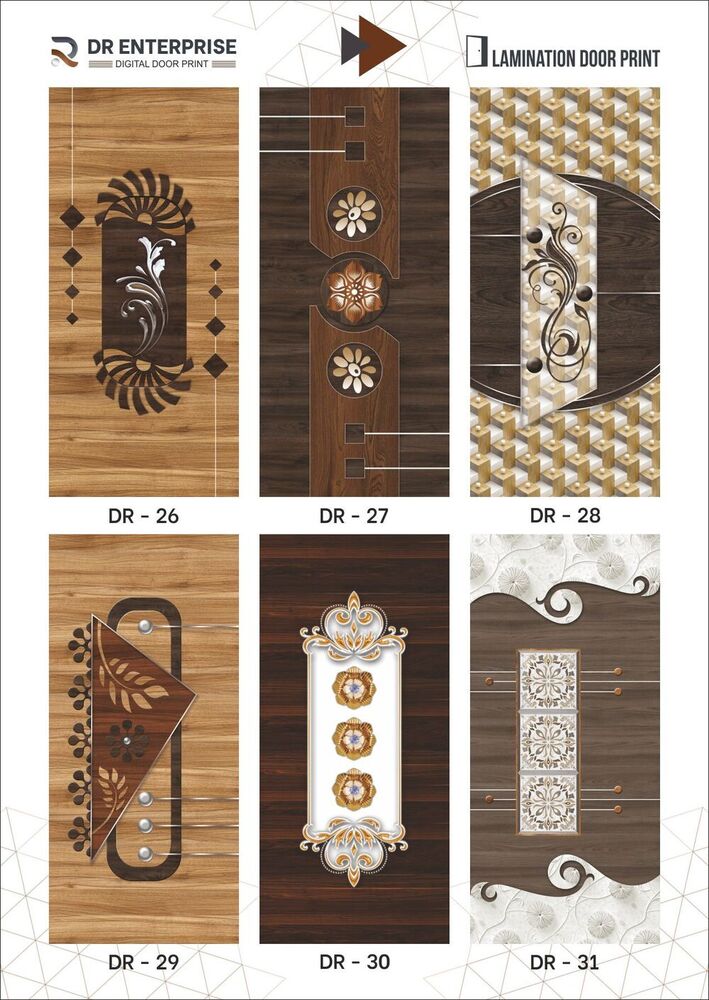 Premium Design Door Skin - Engineered Wood, Standard Door Size, Brown Color, 32 Mm Leaf Thickness | Floral Laminated Paper Print, 3d Glossy Finish, Swing Open Style