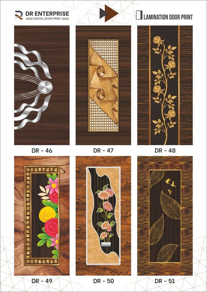 Premium Design Door Skin - Engineered Wood, Standard Door Size, Brown Color, 32 Mm Leaf Thickness | Floral Laminated Paper Print, 3d Glossy Finish, Swing Open Style
