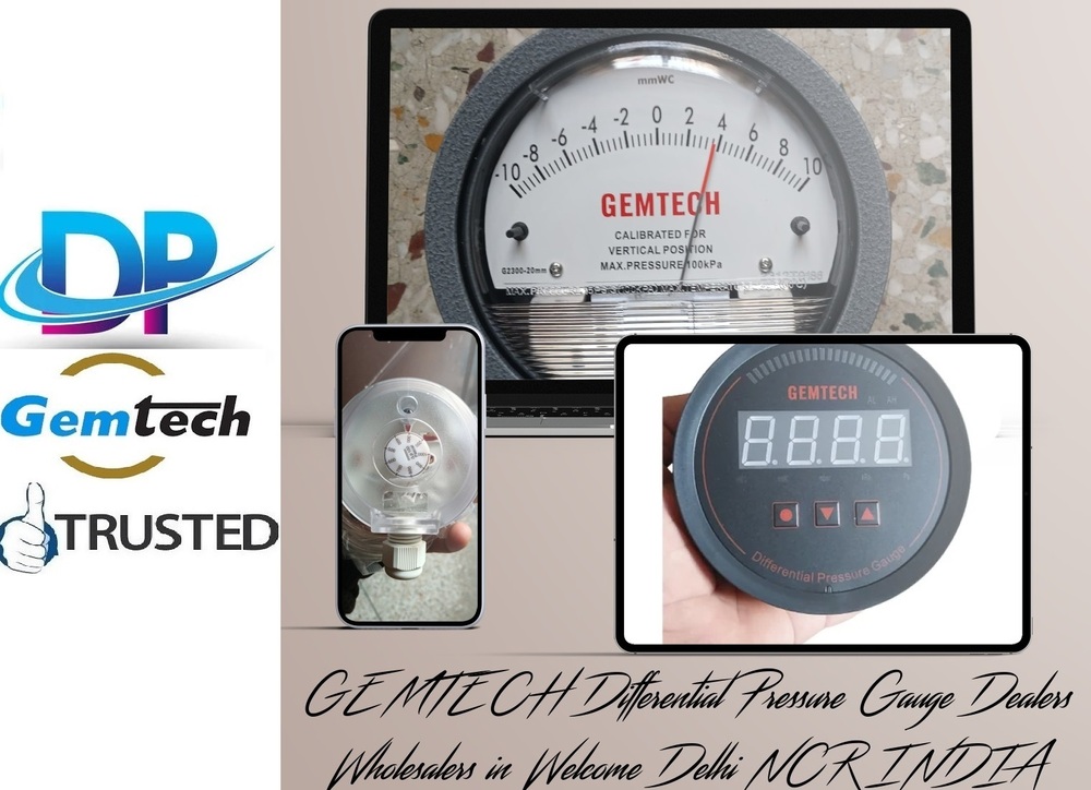 4 inch / 100 mm GEMTECH Differential Pressure Gauge Supplier From Kota Rajasthan