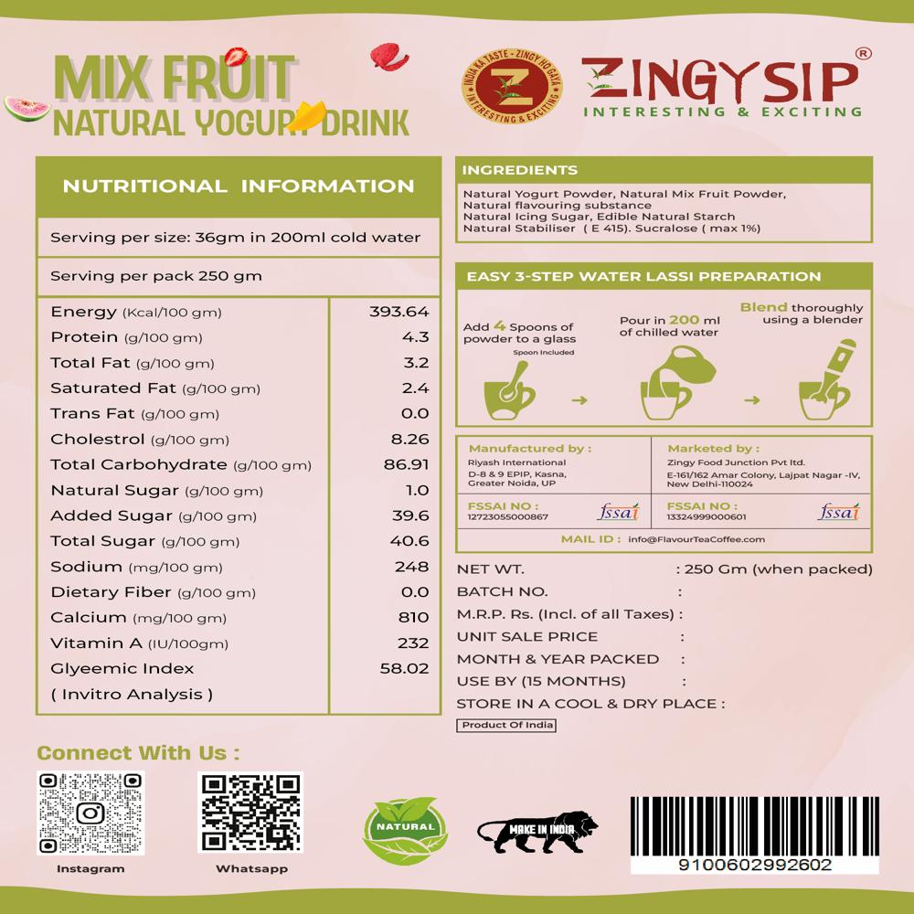 MIX FRUIT NATURAL YOGURT DRINK