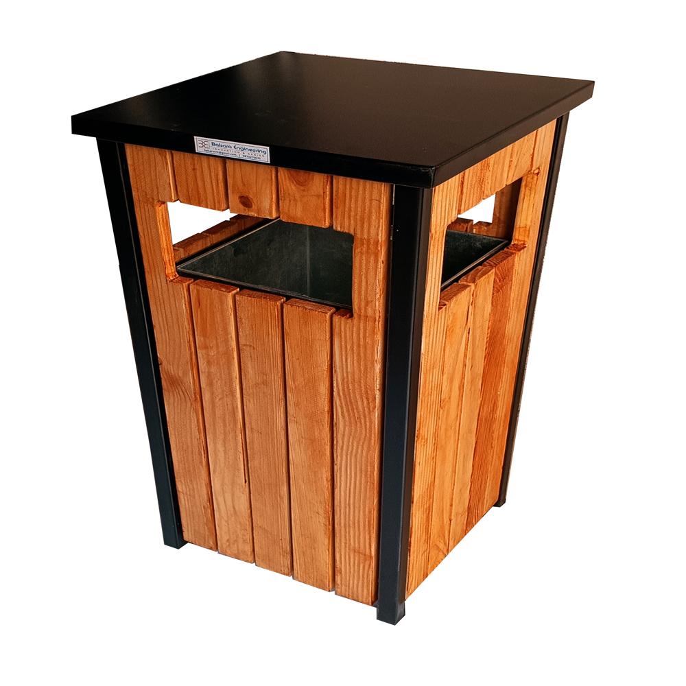 Wooden finish lobby dustbin