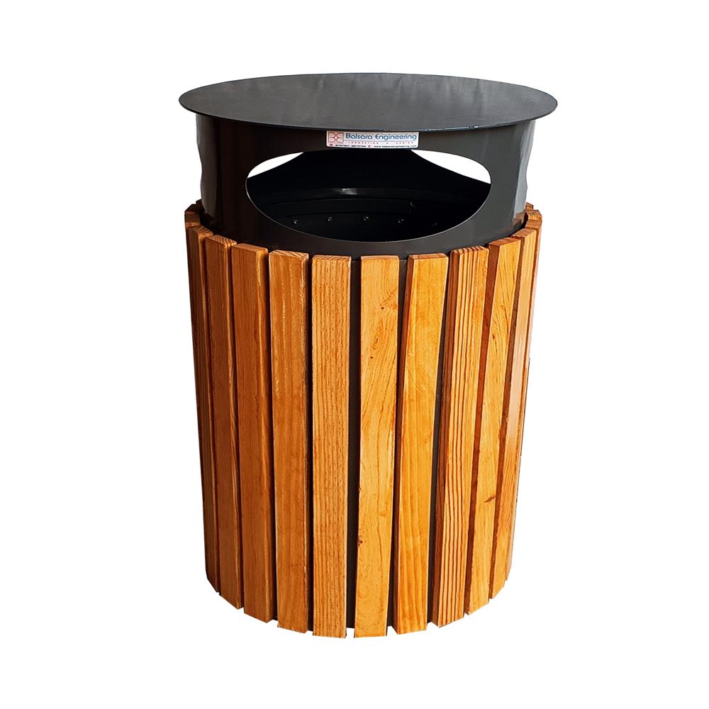 Round Wooden finish Dustbin