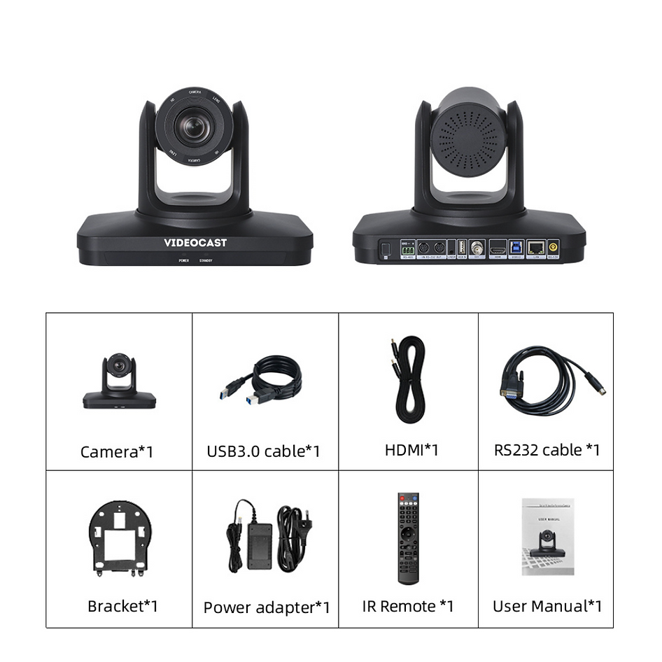 Videocast 4k Uhd Ai Auto Tracking 20x Vc 200 Ptz Video Camera - Color: Black