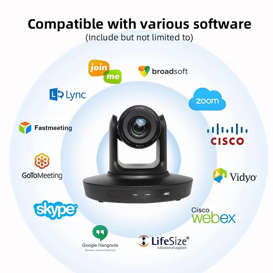 VIDEOCAST 4K PTZ 20X AI Tracking PTZ Camera for online Teaching, YouTube Video