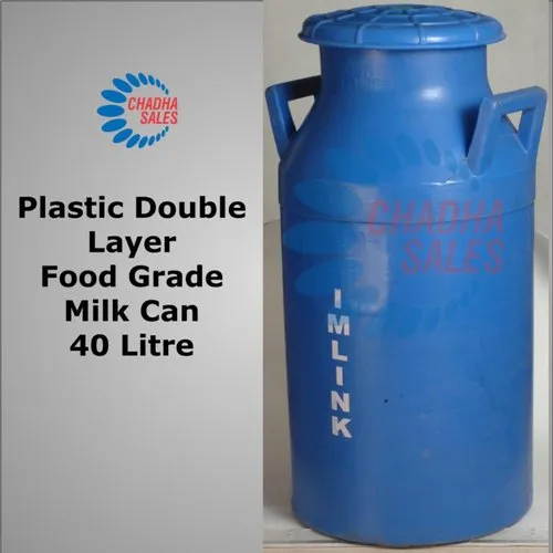 40 Litre Double Layer Food Grade Plastic Milk Can - Color: Blue