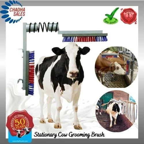 Stationary Cow Grooming Brush - Color: Silver