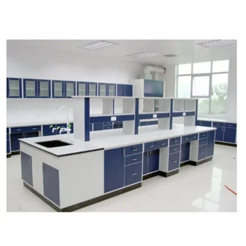 Laboratory Work Bench - Color: White And Blue