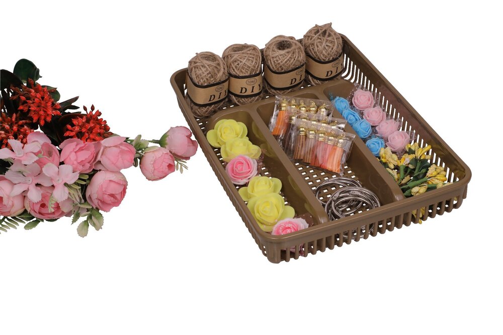 Plastic Organizer Tray - Durable Plastic Material, 28x20x4 Cm Size | Ideal For Kitchen, Bathroom, Office Organization, Standard Design