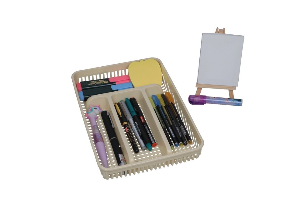Plastic Organizer Tray - Durable Plastic Material, 28x20x4 Cm Size | Ideal For Kitchen, Bathroom, Office Organization, Standard Design
