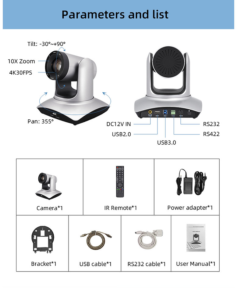 Videocast 4K UHD VC 80 PTZ Camera with AI Human Tracking