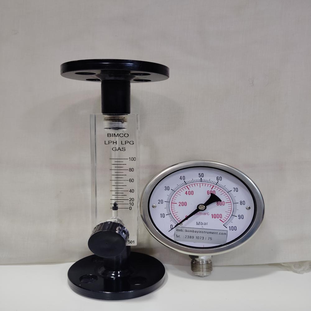 FLANGE ROTAMETER WITH PRESSURE GAUGE 