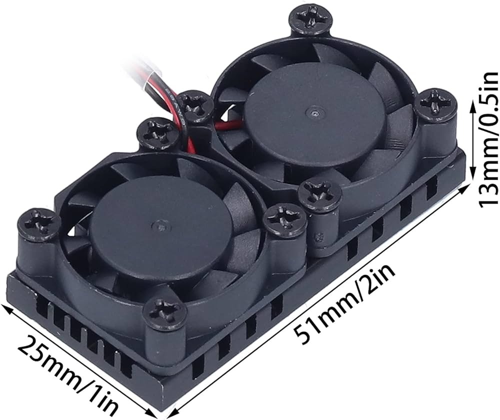 Raspberry Pi 4 Dual Fan Pi 4 Dual Fan Heatsink Cooling System Double Cooling Fan Cooler Radiator Suitable For Raspberry - Color: Black