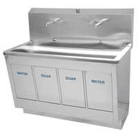 Surgical Scrub Sink Station - Stainless Steel, 120x60x130h Cm, Grey | Durable, Smooth Finishing, Standard Design For Hospital Use