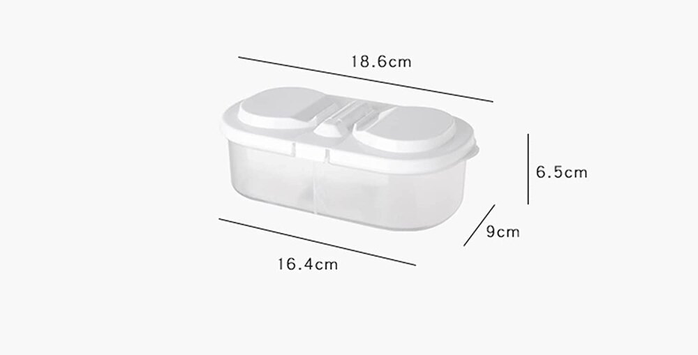 2 Way Food Storage Container - Plastic, Rectangular, Grey | Eco-friendly, Smooth Surface Finish, Two Separate Compartments For Organized Storage