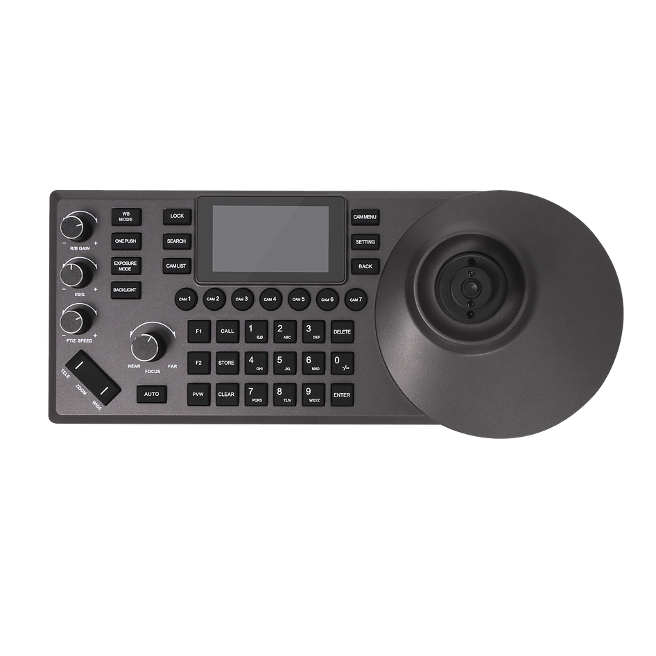 PTZ Camera Controller - Metal, 7-Channel, Black, 4K Resolution, LCD Display | NDI Compatibility, Multi-Camera Control, User-Friendly Interface