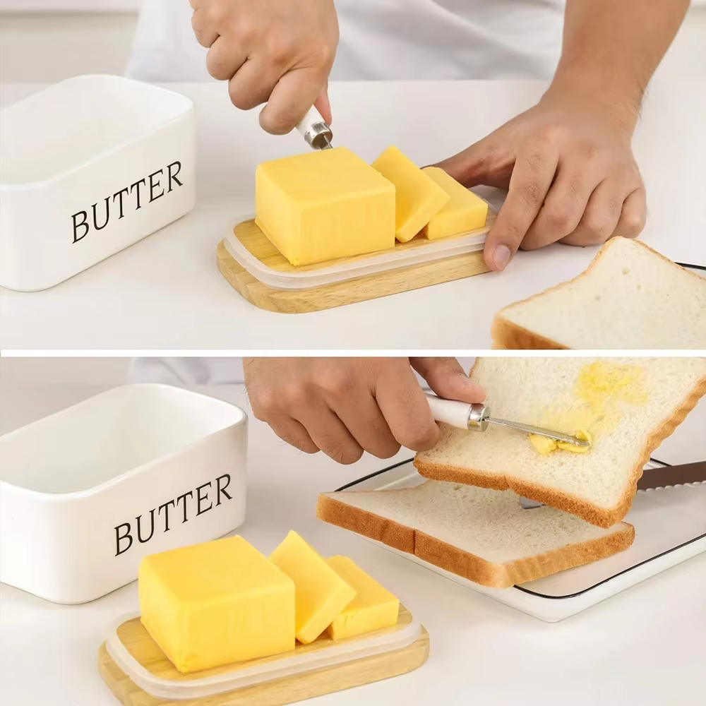 Ceramic Butter Box - High-quality Ceramic, Rectangle Shape, Classic White Color | Eco-friendly, Smooth Surface Finishing, Plain Design