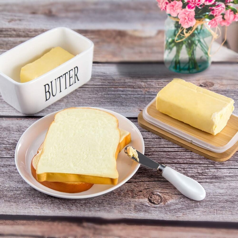 Ceramic Butter Box - High-quality Ceramic, Rectangle Shape, Classic White Color | Eco-friendly, Smooth Surface Finishing, Plain Design