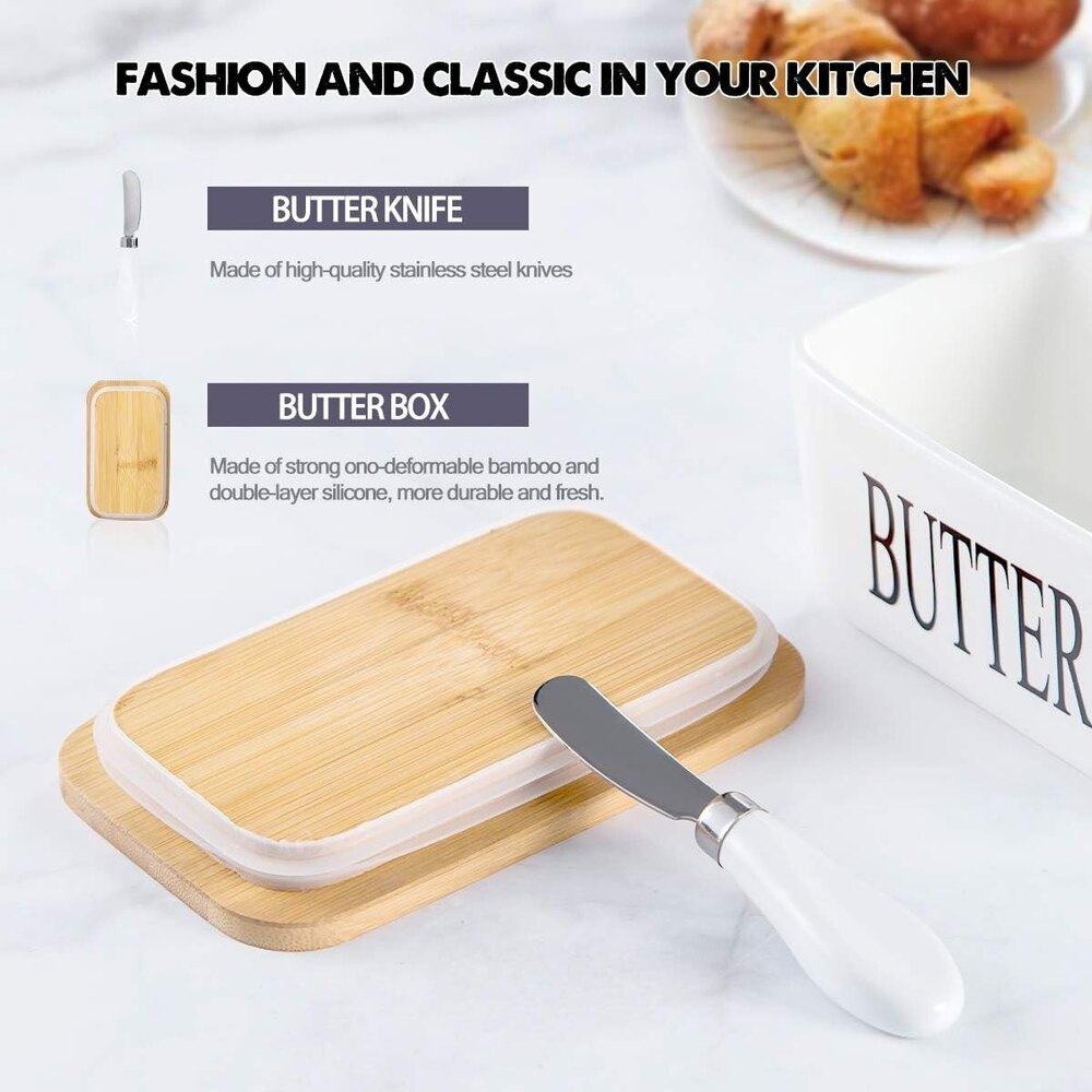 Ceramic Butter Box - High-quality Ceramic, Rectangle Shape, Classic White Color | Eco-friendly, Smooth Surface Finishing, Plain Design