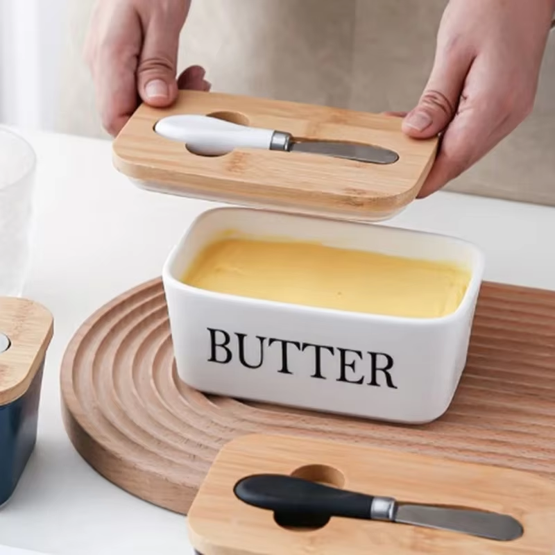Ceramic Butter Box - High-quality Ceramic, Rectangle Shape, Classic White Color | Eco-friendly, Smooth Surface Finishing, Plain Design