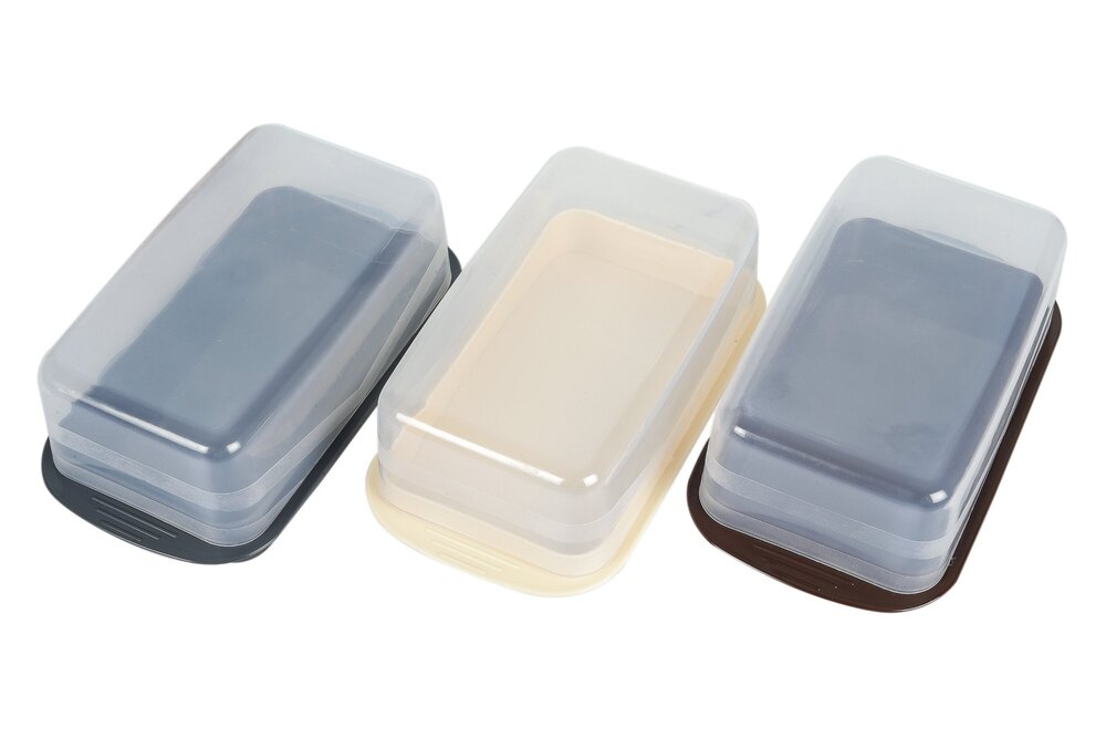 Plastic Butter Dish - Eco-friendly Plastic, Medium Size 20 X 11 X 7 Cm, Transparent Color, Smooth Surface, Rectangular Design, Plain Style