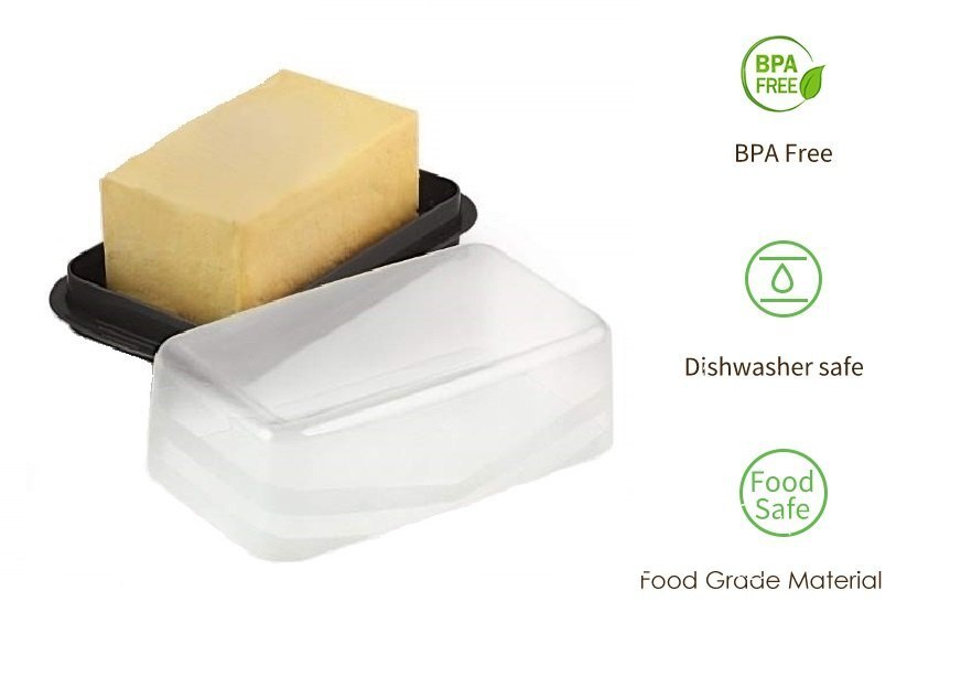 Plastic Butter Dish - Eco-friendly Plastic, Medium Size 20 X 11 X 7 Cm, Transparent Color, Smooth Surface, Rectangular Design, Plain Style