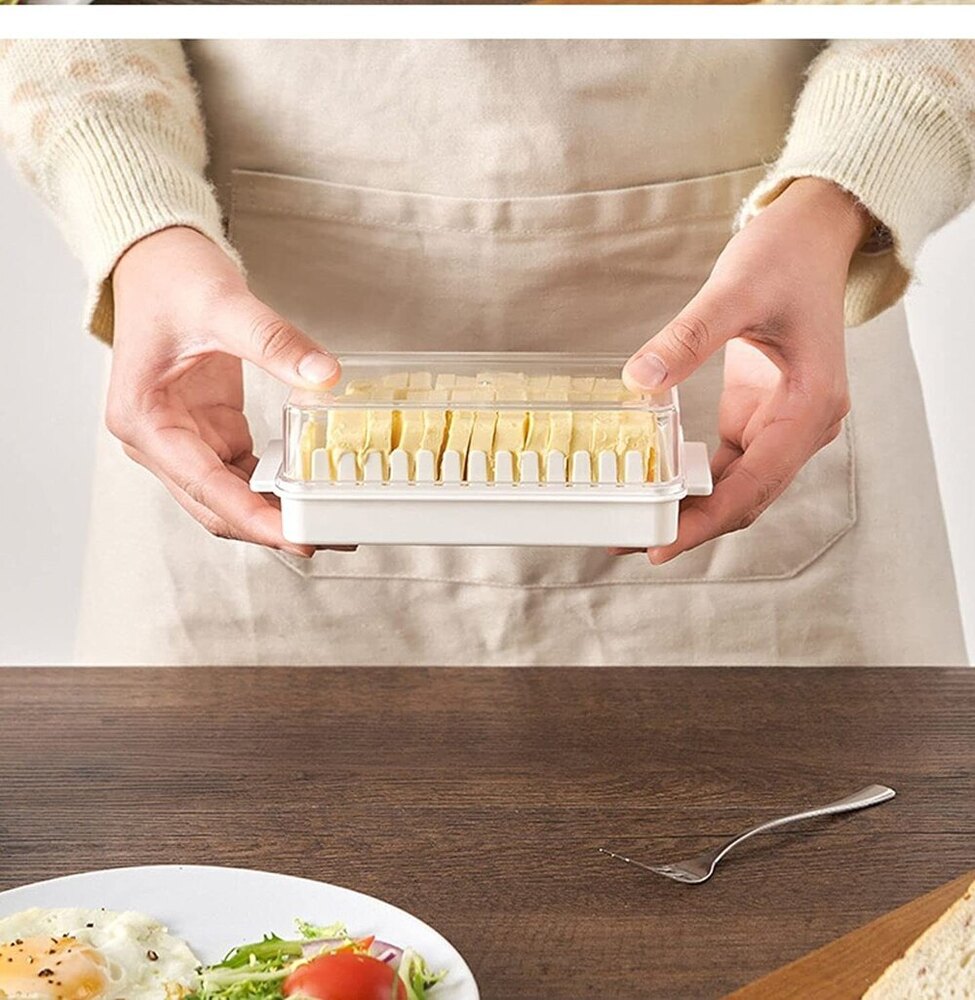 Cheese Butter Box With Cut Shape - Plastic, Rectangular, Transparent | Eco-friendly, Smooth Surface Finishing, Sleek Kitchen Storage Solution
