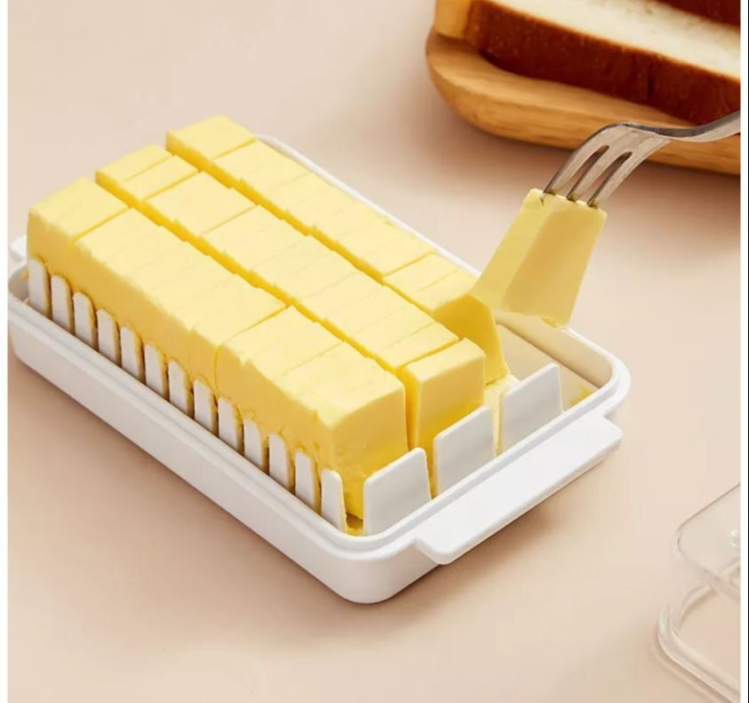 Cheese Butter Box With Cut Shape - Plastic, Rectangular, Transparent | Eco-friendly, Smooth Surface Finishing, Sleek Kitchen Storage Solution