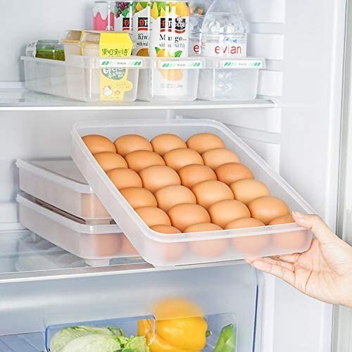 24 Grid Egg Storage Box - Eco-friendly Plastic, Rectangle Shape, Transparent Color | Smooth Surface Finishing, Plain Style For Organized Storage