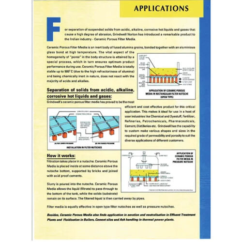 Ceramic Porous Filter Media (Bpt) Tile - Application: Industrial