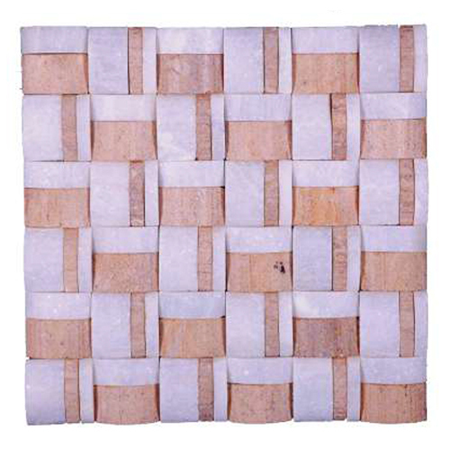 Natural Embossed Stone Wall Mural - Color: White Brown